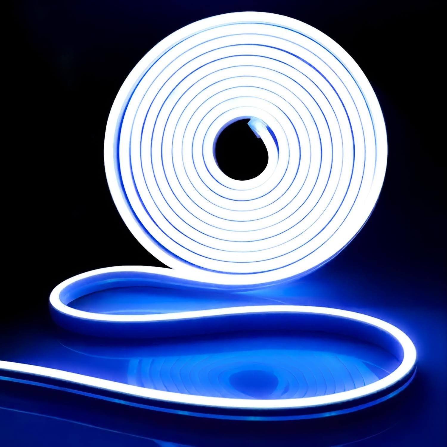 Blue 16.4Ft Neon LED Strip Lights, Flexible & Waterproof, Cuttable & Dimmable, IP65, 600 SMD Leds, 12V Direct Current, Suitable for Indoor and Outdoor Use