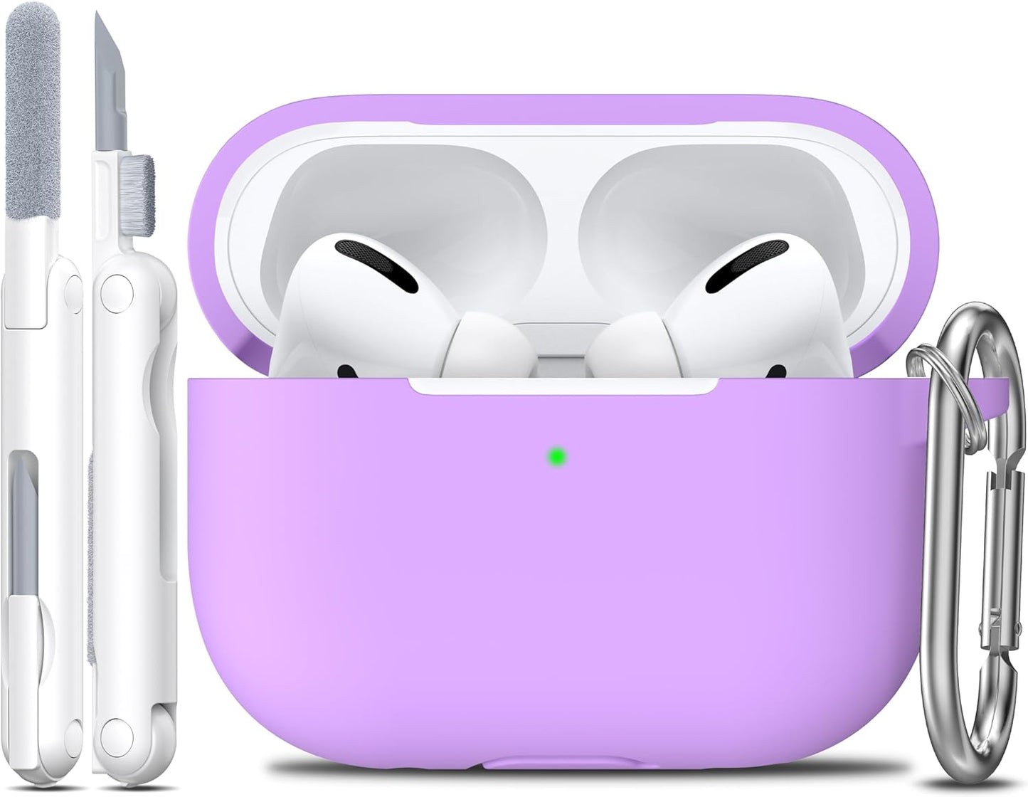 for Airpods Pro 2Nd/1St Generation Case with Cleaner Kit,Soft Silicone Protective Case Cover for Apple Airpod Pro 2/1 for Women Men,Airpods Pro Case Accessories with Keychain,Lavender