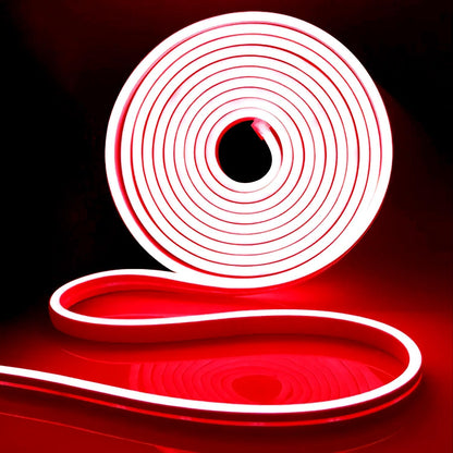 Neon Led Strip Lights Red, 16.4Ft/5M Neon Light Strip 12V Silicone Waterproof Flexible LED Neon Lights for Bedroom Festival Party Neon Sign DIY Decor (Power Adapter Not Included)